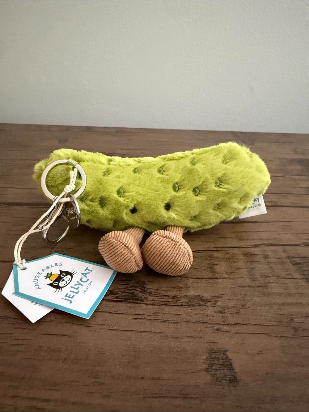 Jellycat Lime Plush Pickle Keyring with Corduroy Feet